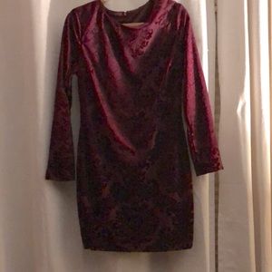 Long sleeve burgundy above the knee dress